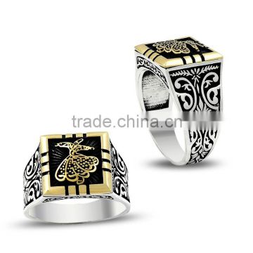 925K Silver Dervish Art Design Carved Men Ring