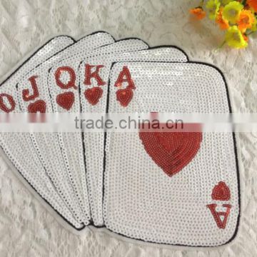 custom sequin Playing card applique patches