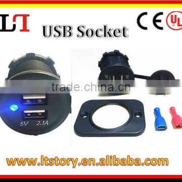 Dual Port Usb Car charger with 5V 1A and 2.1A