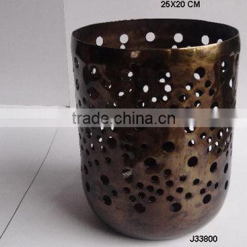 Aluminium votive with hand cut Round patterns in Antique brass finish can be made in other finish