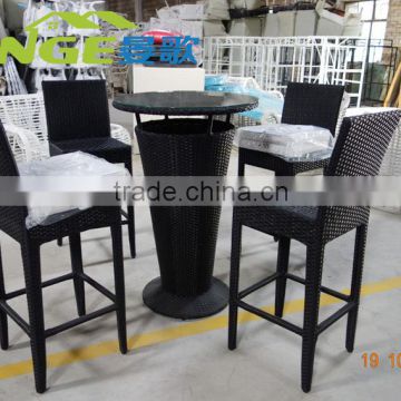 Competitive price factory directly wicker garden rattan bar stool balcony furniture set