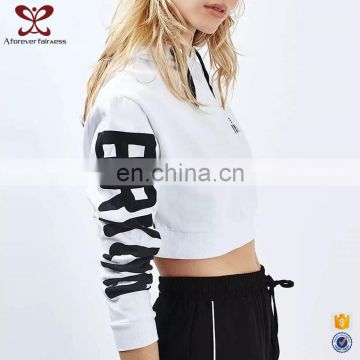 2016 Winter 100% Cotton Hoodies Blank Pullover Pure Color Short Printed Wholesale Plain White Hoodies For Lady