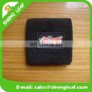 Woven label printed black cotton sweatbands