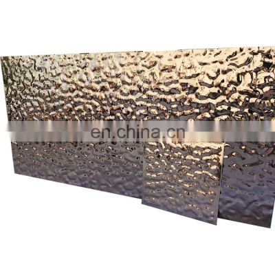 Factory Whosales 201 Ceiling Wall Panels Water Ripple Corrugated Hammered Decorative Stainless Steel Sheet