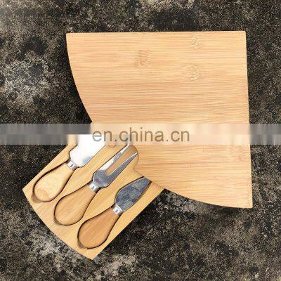 Unique Design Household Premium  Kitchen Steel Knife Bamboo Cheese Board Set