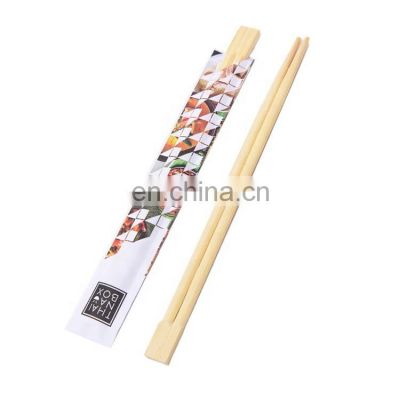 Custom Logo Engraved Disposable Paper Sleeves Korean Sushi Bamboo Chopsticks