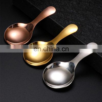Stainless Steel Colorful Round Coffee Cake Spoon with Short Handle Mini Dessert Spoon Mirror Polished