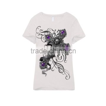 white Gothic t shirt for girl's casual streetwear