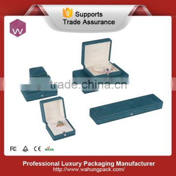 Customer color accept green plastic velvet jewelry set box