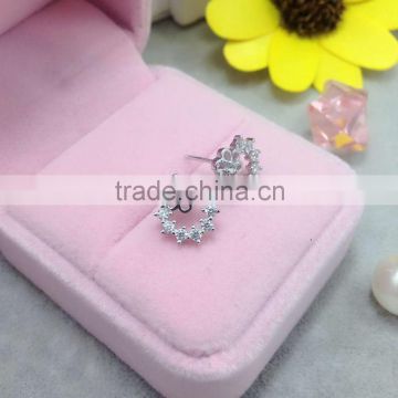 GZA2-011Fashion Style Silver Jewelry Stud Earring with flower CZ Stone Stud Earring