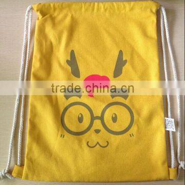 High Quality Cute Logo printing Cotton Drawstring Bag