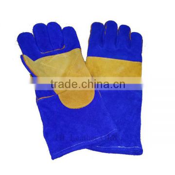 Blue Cowhide Reinforced Palm Welding glove, leather welding gloves