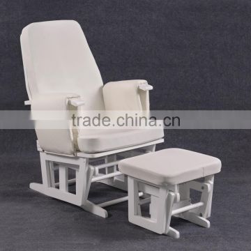 Modern White PU Cushion Multi position Reclinable Glider Chair with Ottoman and PU cushion