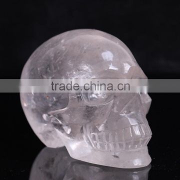 Natural hand carved white quartz crystal skull for sale