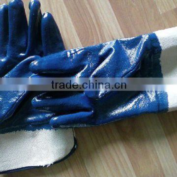 Safety Cuff Working Glove,Heavy duty blue/yellow nitrile coated, working gloves in CHINA factory