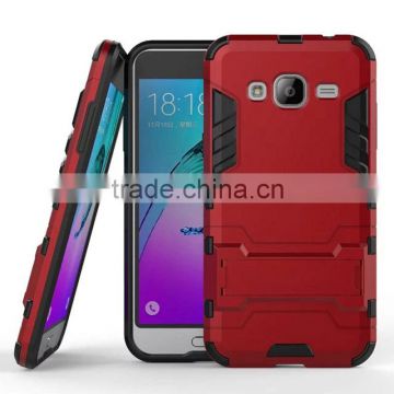 Fashion hybrid combo T type kickstand stand cover case for Samsung galaxy J3 tpu pc case