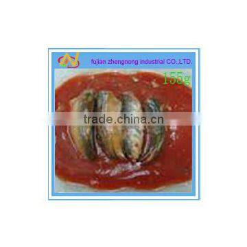 popular 155g canned mackerel fish in tomato sauce(ZNMT0035)