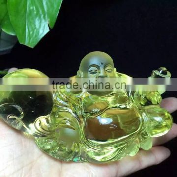 Natural Rock Citrine Crystal Buddha for gift & wealth