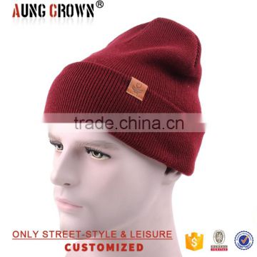100% cotton winter hat/blank beanie/knit hat without ball top