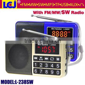 L-238SW portable mini MP3 player FM MW SW radio speaker
