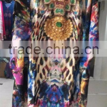 SILK CREPE crystal embellished lace up kaftan CAFTAN tunic poncho blouse