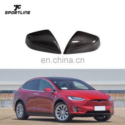 Dry Carbon Fiber Car Rearview Mirror Caps for Tesla Model X P90 75D P100 ELECTRIC 2016-2019