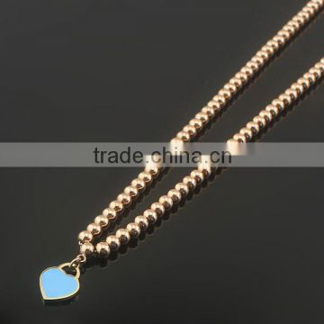 fashion replica design women's gold rosary necklace with heart pendant