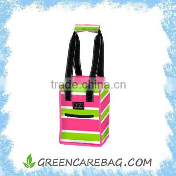 210D Nylon Insulated Printed Cooler Wine Bag