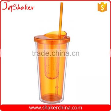 BPA free Fruit Juice Bottle/Plastic Fruit Cup with Straw