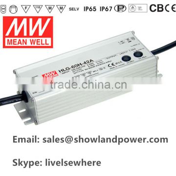 HLG-60H 60W Meanwell waterproof dimmable driver for street light,bay light and flood light