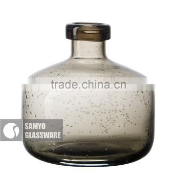 SAMYO 2016 cylinder shape hot sale smoky gray mini glass flower vase