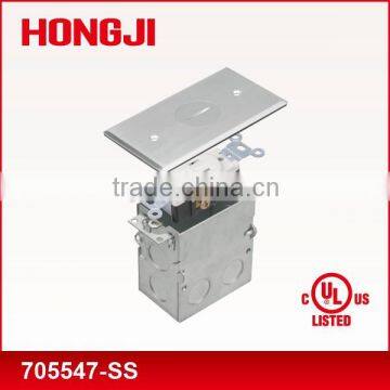 UL& CUL listed Brass Flip lid assembly Floor box and cover 1-gang Single receptacle Stainless steel