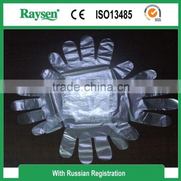 CE ISO approved disposable embossed food grade plastic PE gloves