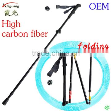 Factory price Adjustable Light weight carbon fiber hiking pole black high carbon fiber walking stick