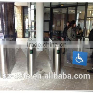 Automatic pedestrian access control system waist high 304 stainless steel flap barrier gate with RFID card/fingerprint reader