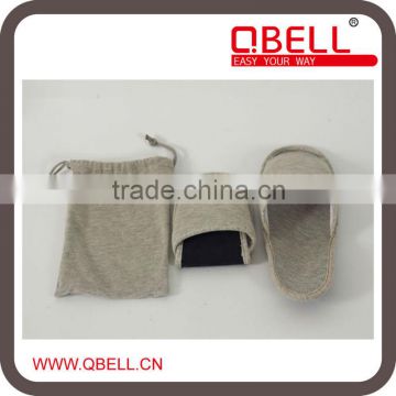 [QBELL]Cotton Foldable Travelling Slipper with a pouch