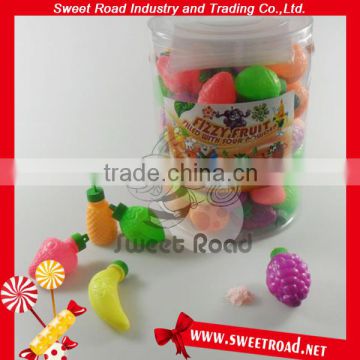 Sour Candy Fruity Powder in Fruit Shape Bottle