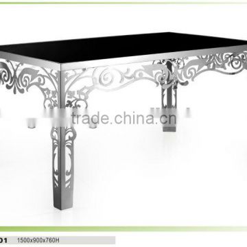 stainless steel cheap glass coffee table / dining table BT0501