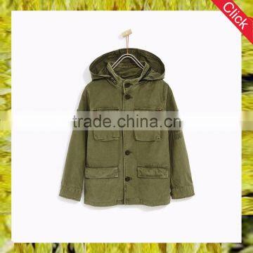 China wholesale high quality custom oem service boys fashion hooded plain denim military jacket