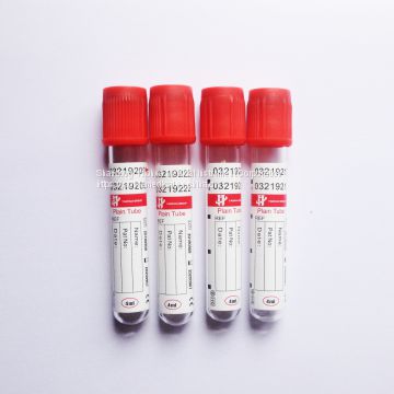 Red top plain tube for blood collection with no additive