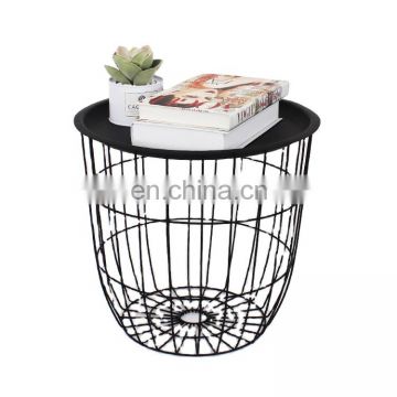 Customized Newest Design Home storage metal wire basket round Tea table with lid