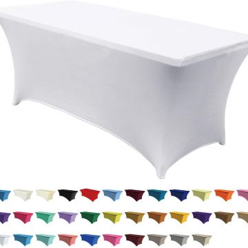 Spandex Tablecloths for 6ft Home Rectangle Rectangular Table Fitted Stretch Table Cover White