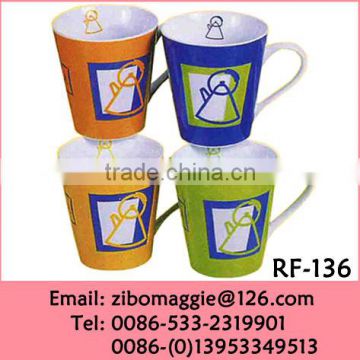 Zibo Made Best Quality Promotional Porcelain Milk Thermo Mug with V Shape for Holiday Gift