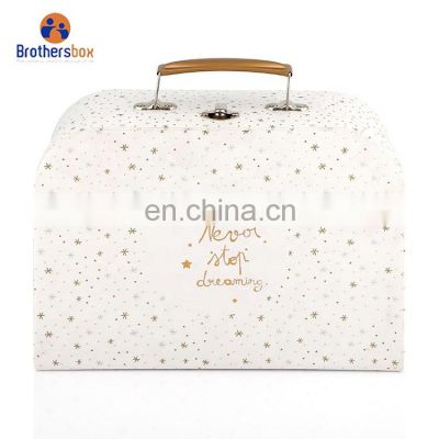 Wedding Favor paper suitcase baby gift packaging box Decorative Suitcase Shaped Gift Cardboard Boxes with handle