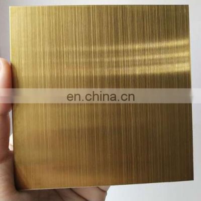 SUS304 316 430 Gold Brushed Hairline Decorative Stainless Steel Sheet