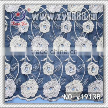 2013 new design high quanlity embroidery organza ployamide lace fabric