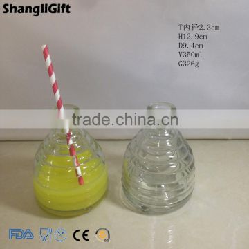 350ml Costomized Color Glass Vase with Ring Pattern