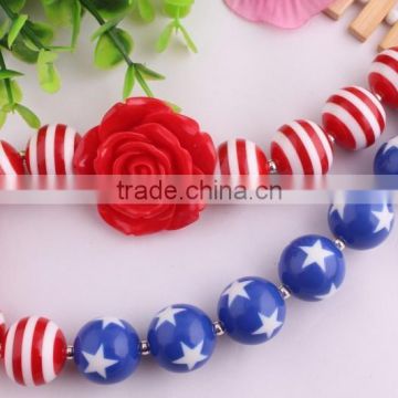 Hot selling!!Wholesale America Independent Day Use Color Large Acrylic Necklace /child chunky necklace/chunky bead necklace!!!