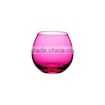 Stemless wine glass in in spray red color