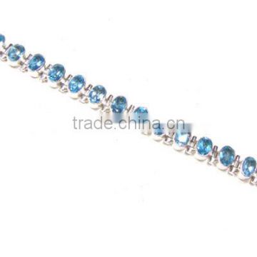 Natural gemstone jewelry wholesale silver bracelet silver bracelet with blue stone